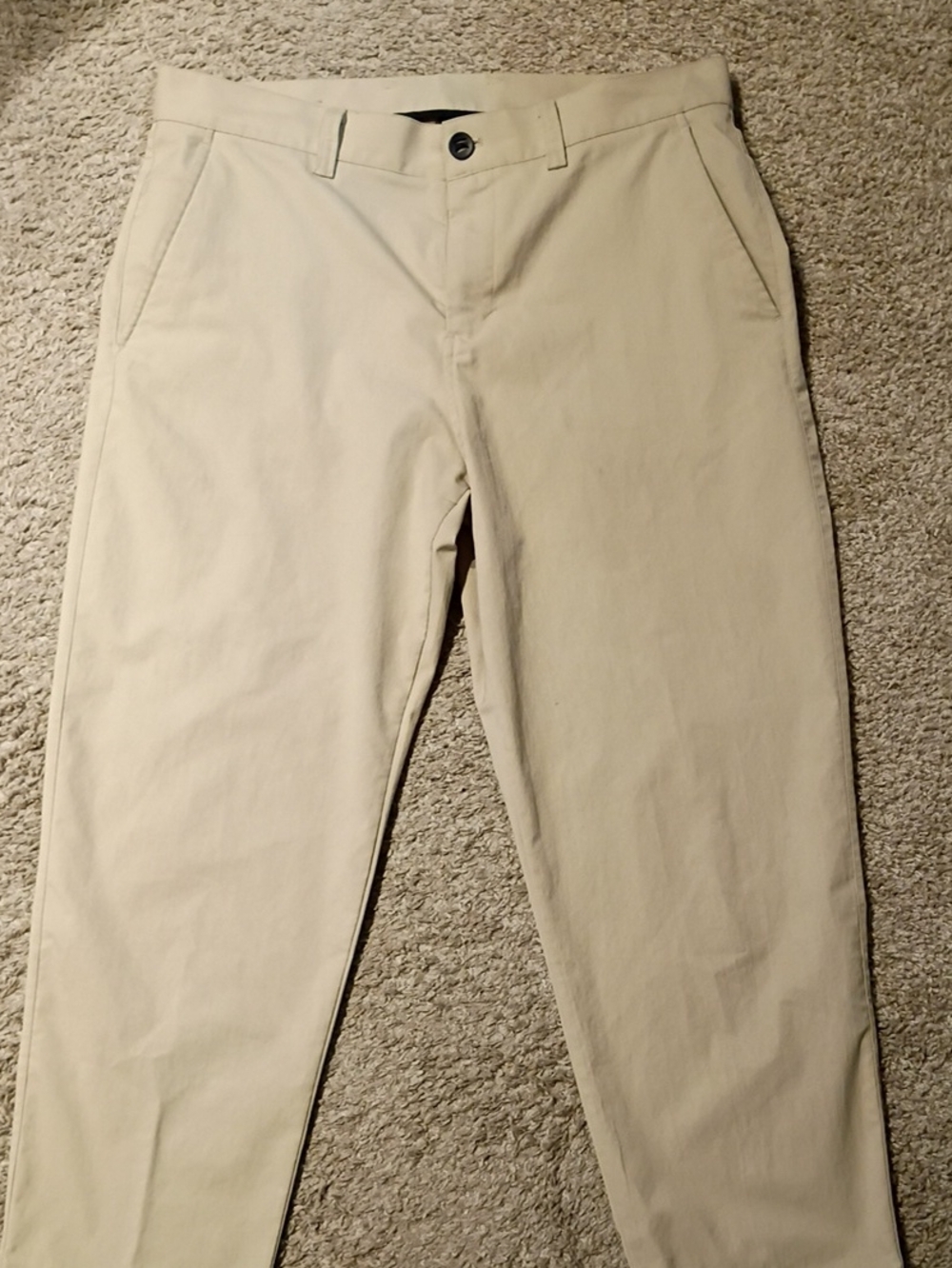 Lululemon Pants Mens 34x30 Beige‎ Chino Tapered Flat Front Logo Pockets